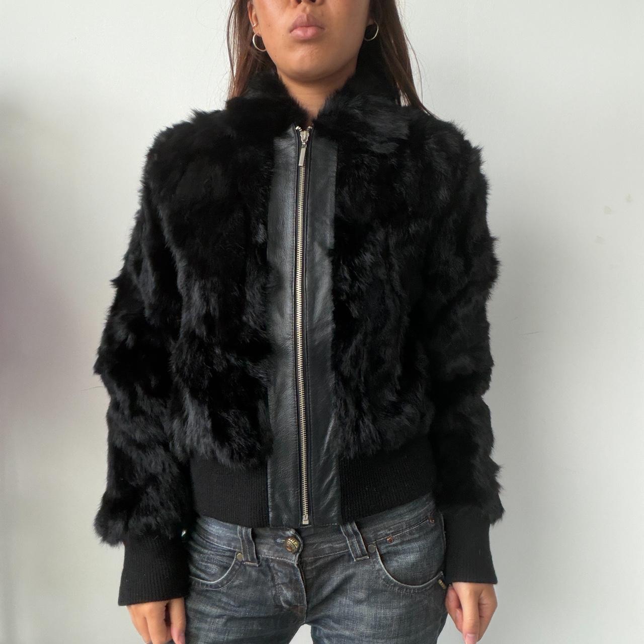 Vintage Black Rabbit Fur Jacket