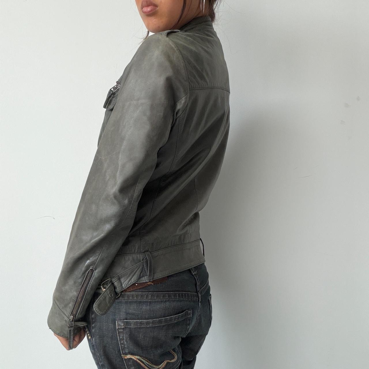 Vintage Grey Leather Jacket