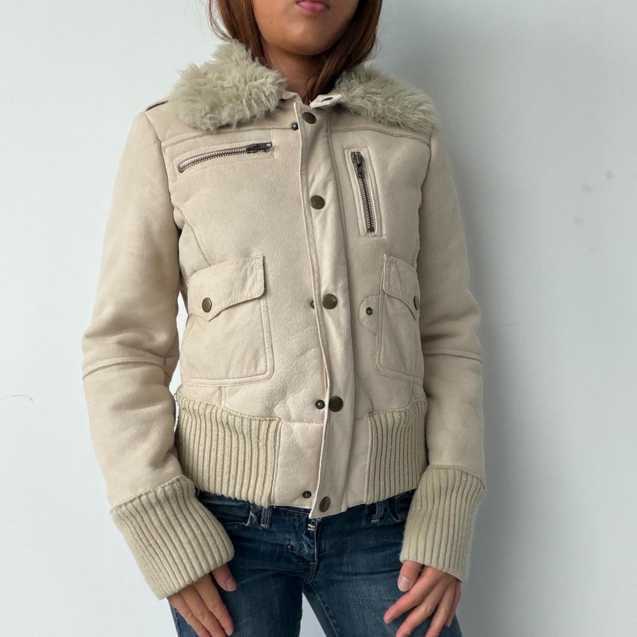 Vintage Beige Suede Zip Up
