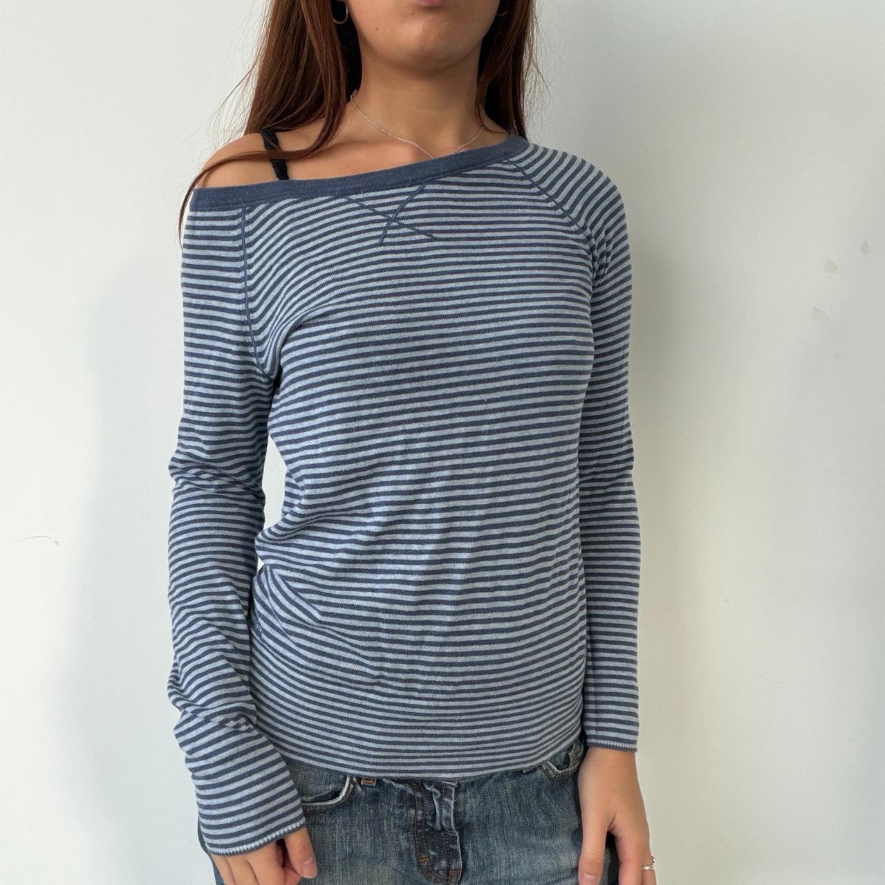 Vintage Blue Striped Long Sleeve