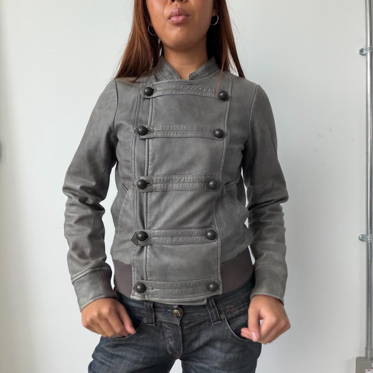 Vintage Grey Comptoir Des Cotoinners Leather Jacket