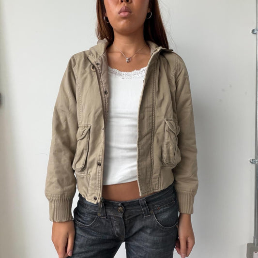 Vintage Beige Hooded Jacket