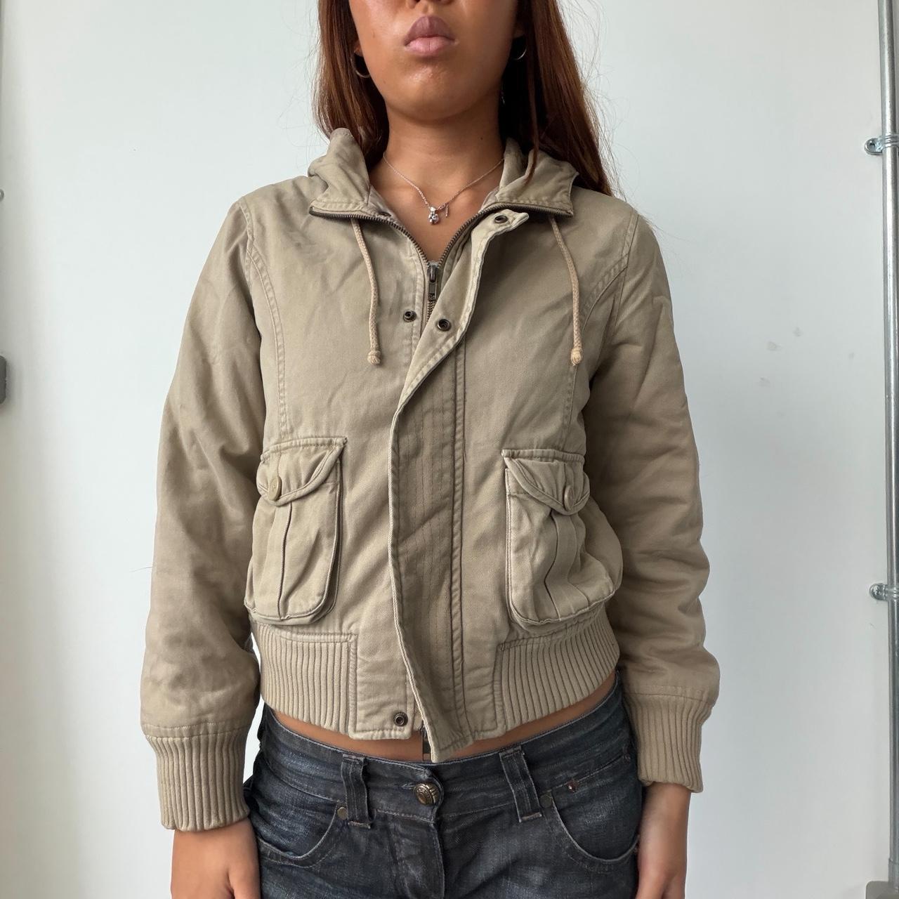 Vintage Beige Hooded Jacket