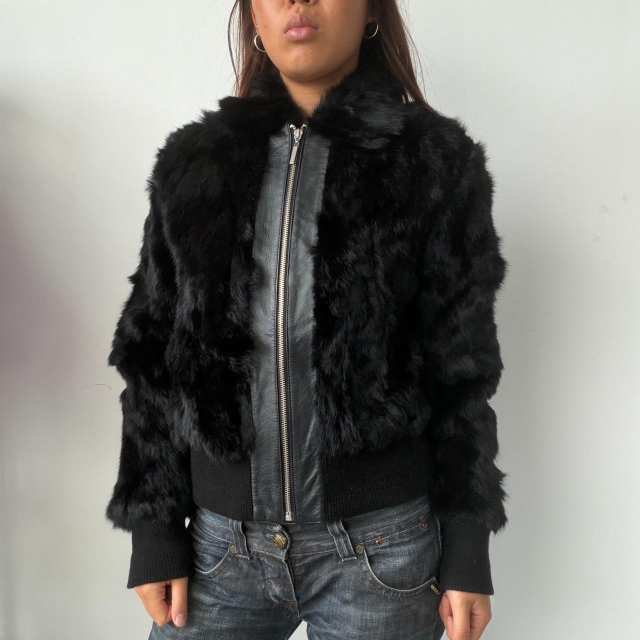 Vintage Black Rabbit Fur Jacket
