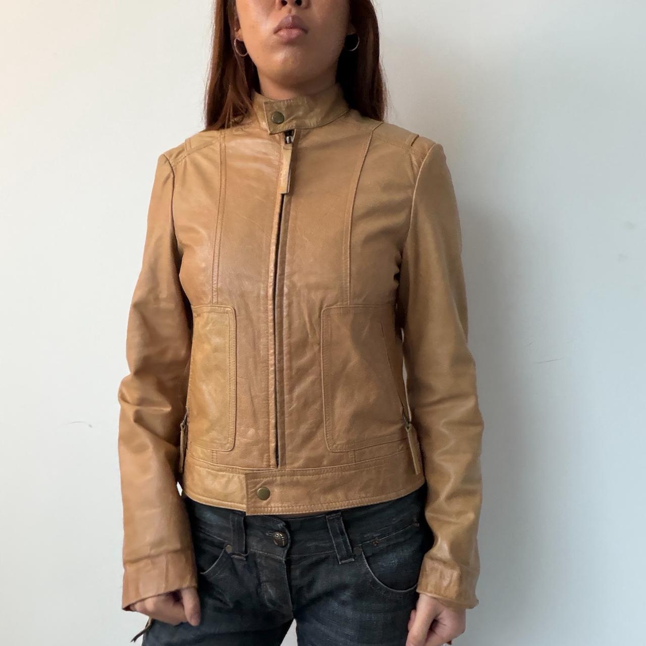 Vintage Beige Leather Jacket