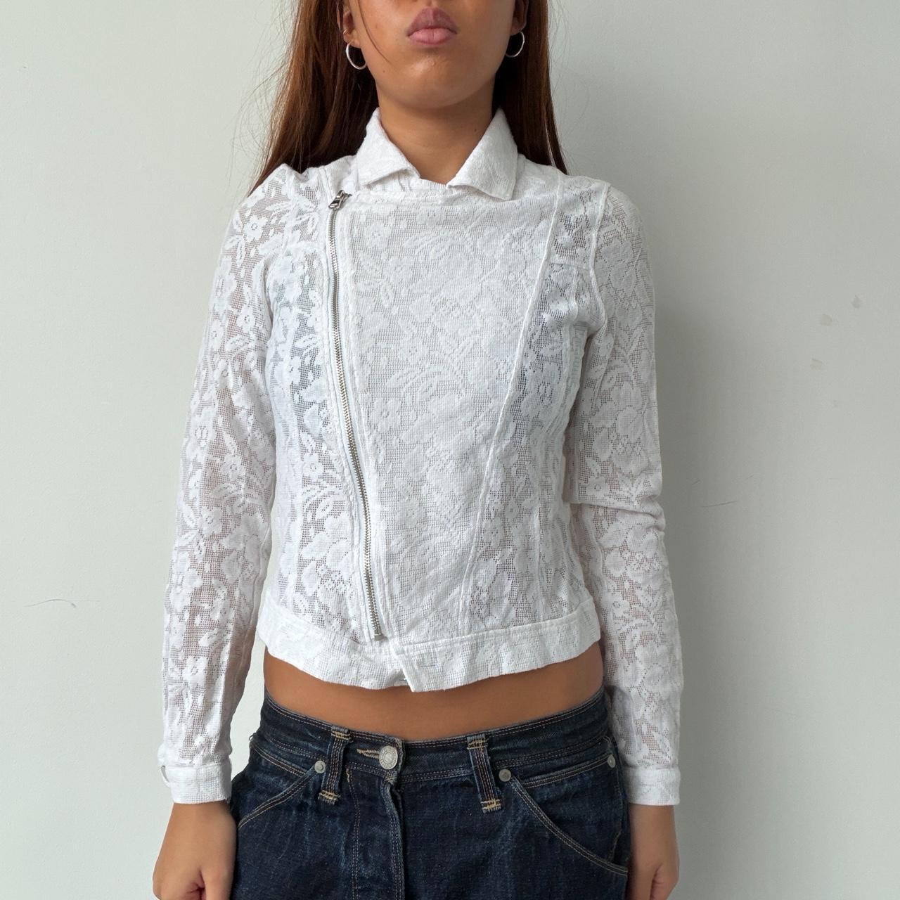 Vintage White Lace Zip Up