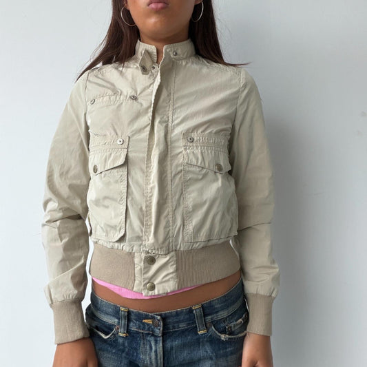 Vintage Beige Zip Up Jacket