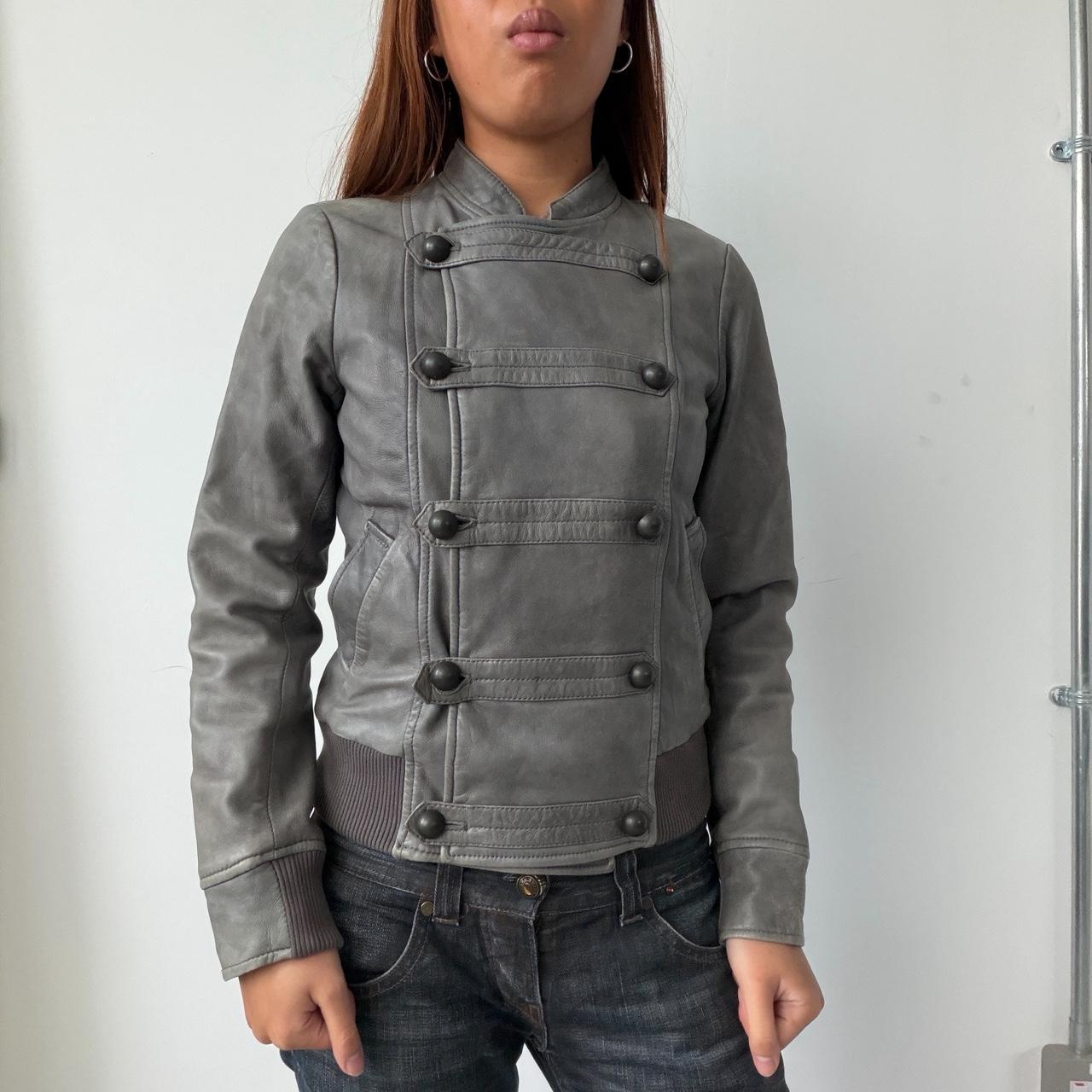 Vintage Grey Comptoir Des Cotoinners Leather Jacket