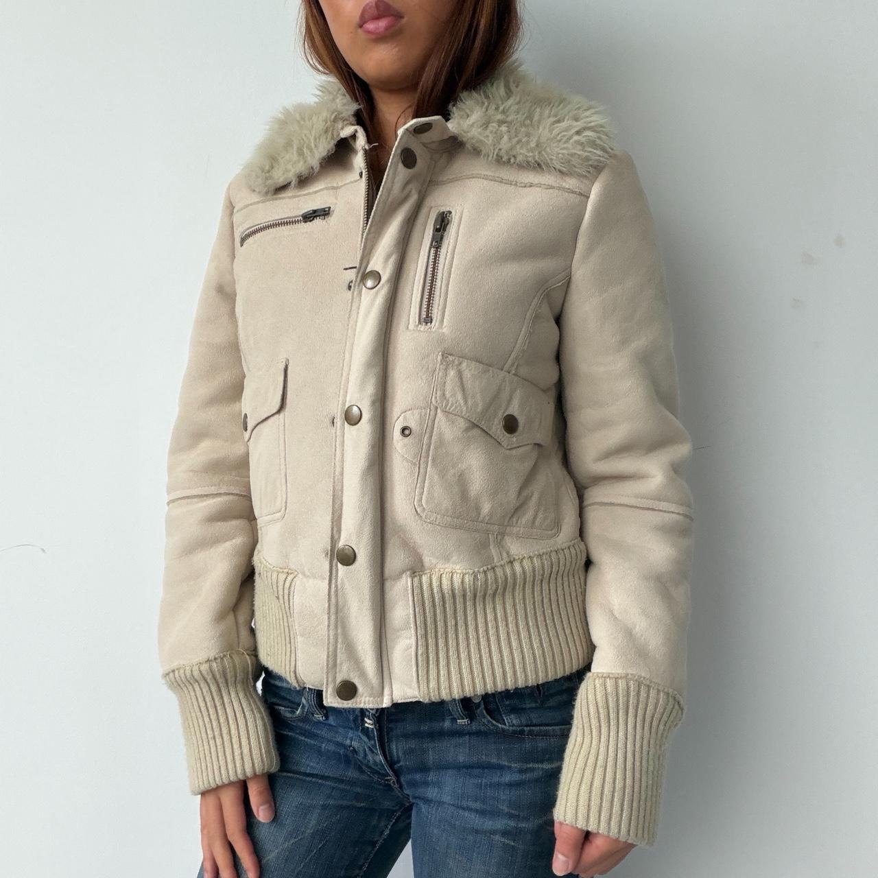Vintage Beige Suede Zip Up