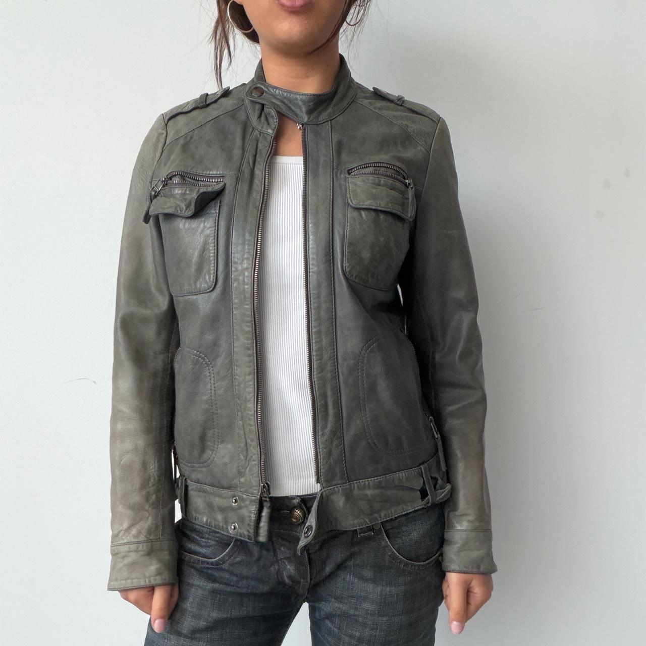 Vintage Grey Leather Jacket