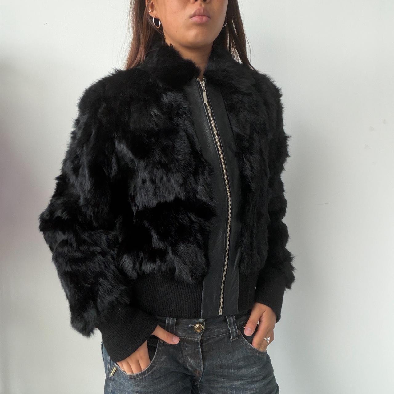 Vintage Black Rabbit Fur Jacket