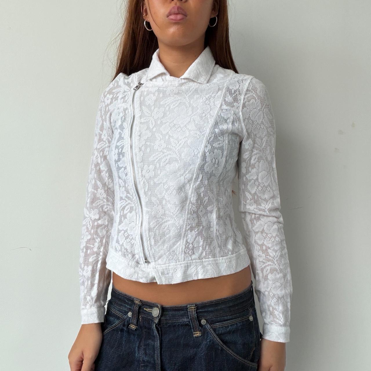 Vintage White Lace Zip Up
