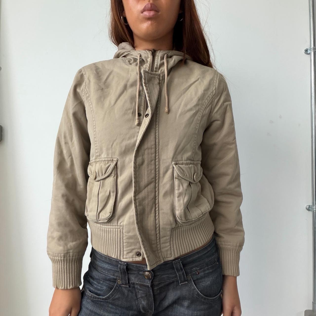 Vintage Beige Hooded Jacket