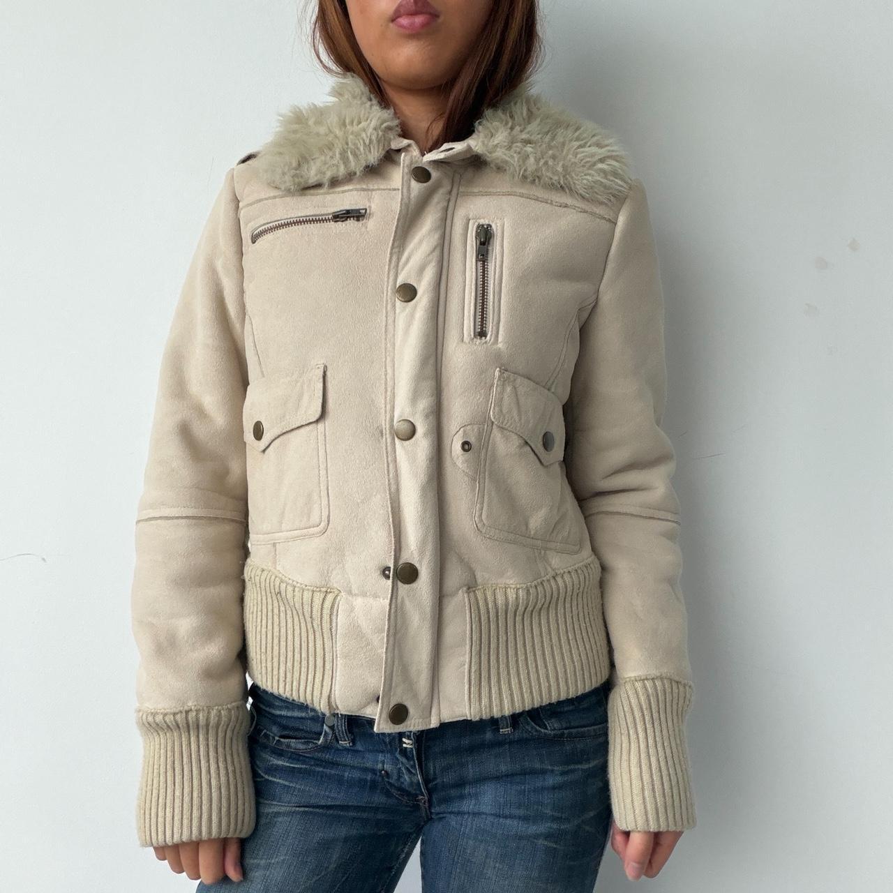Vintage Beige Suede Zip Up