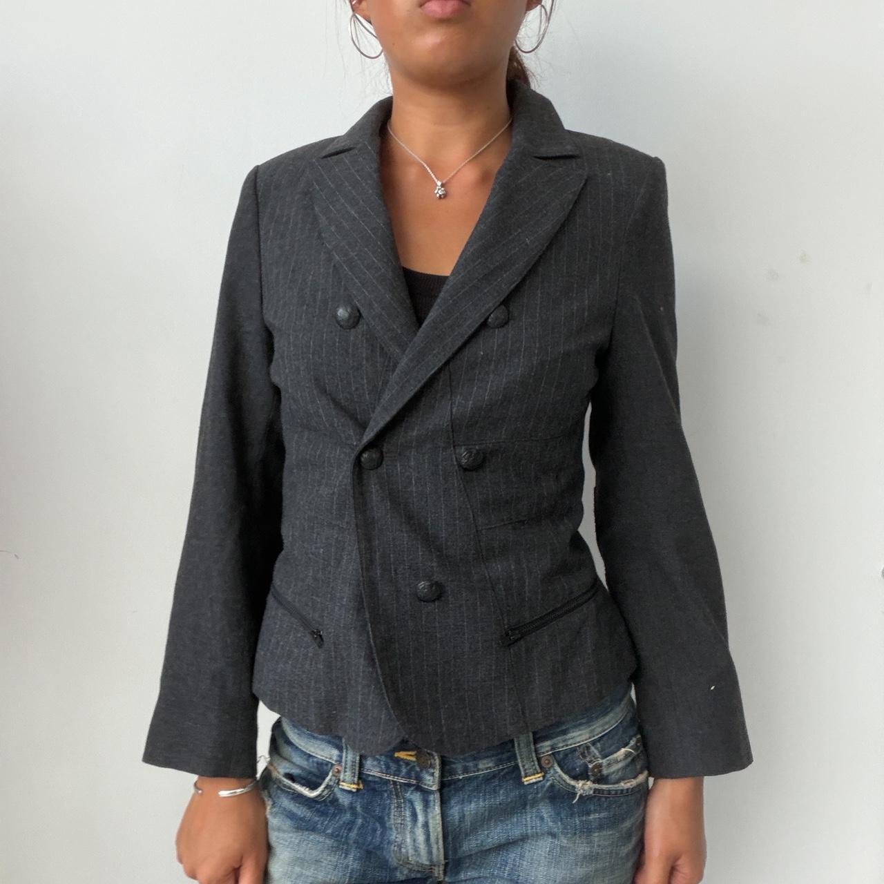 Vintage Grey Striped Blazer