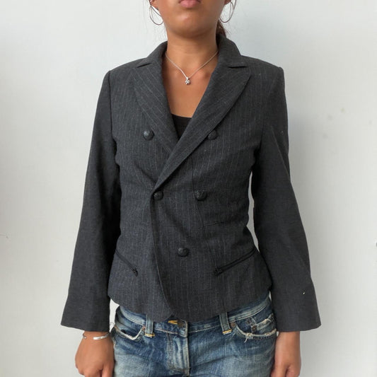 Vintage Grey Striped Blazer