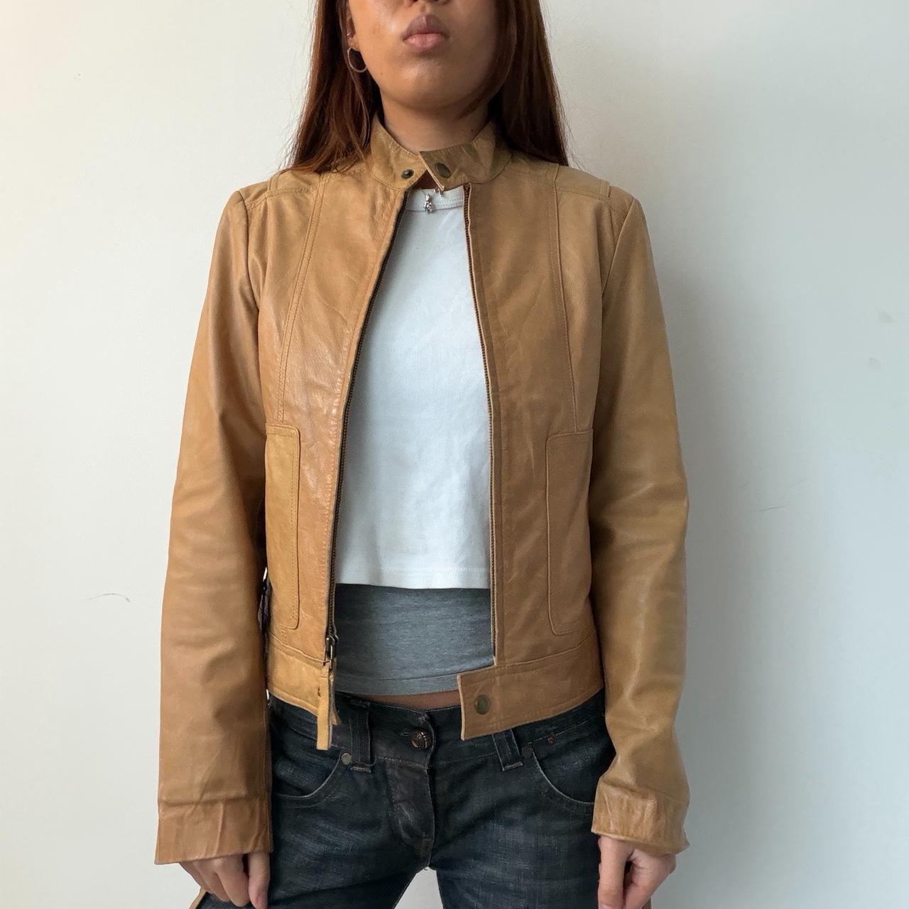 Vintage Beige Leather Jacket