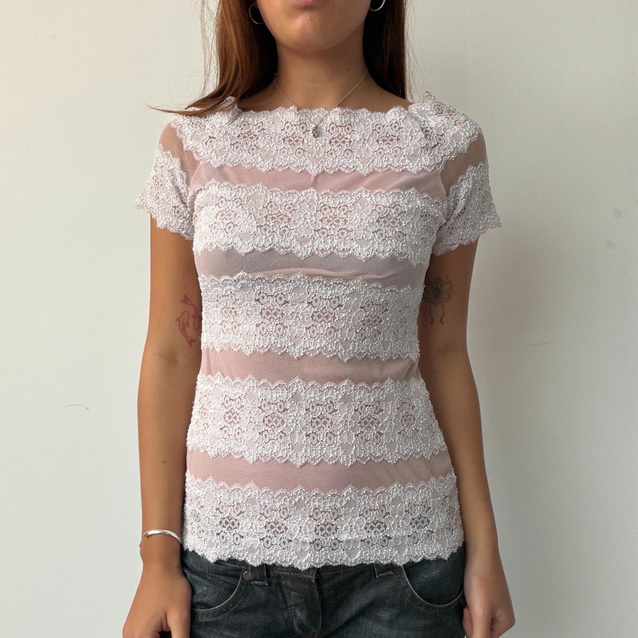 Vintage Baby Pink Lace Top