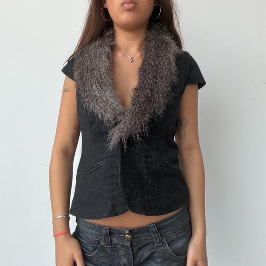 Vintage Faux Fur Trim Blazer