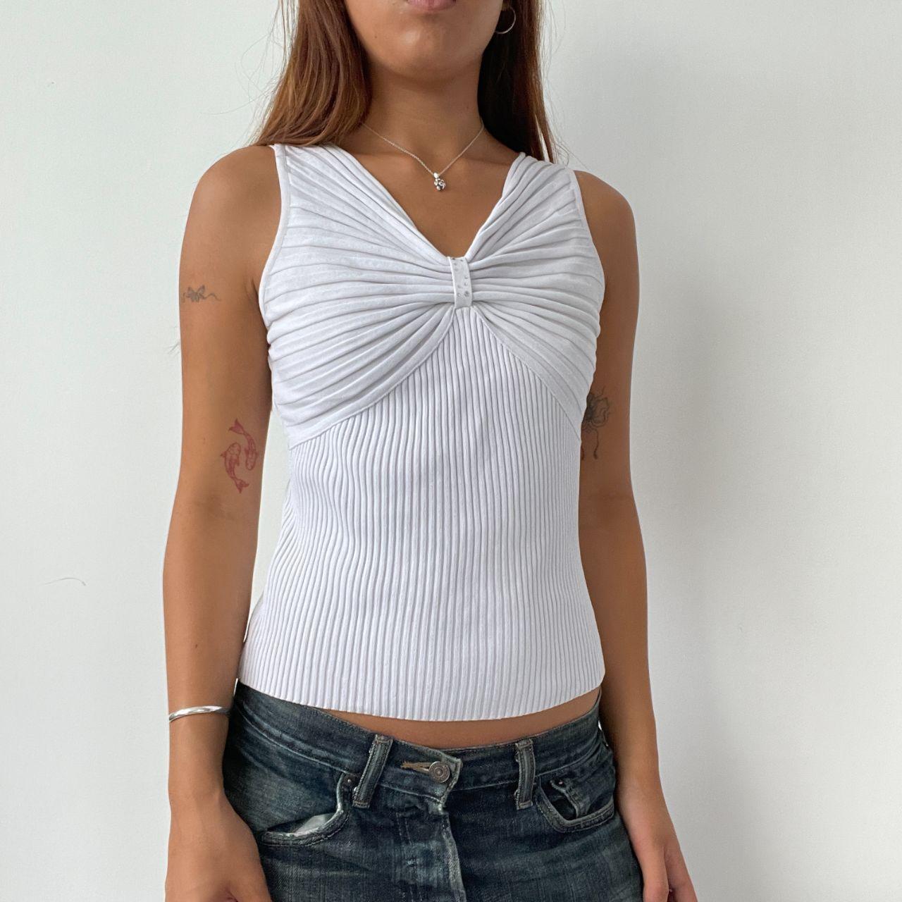 Vintage White Ribbed Top