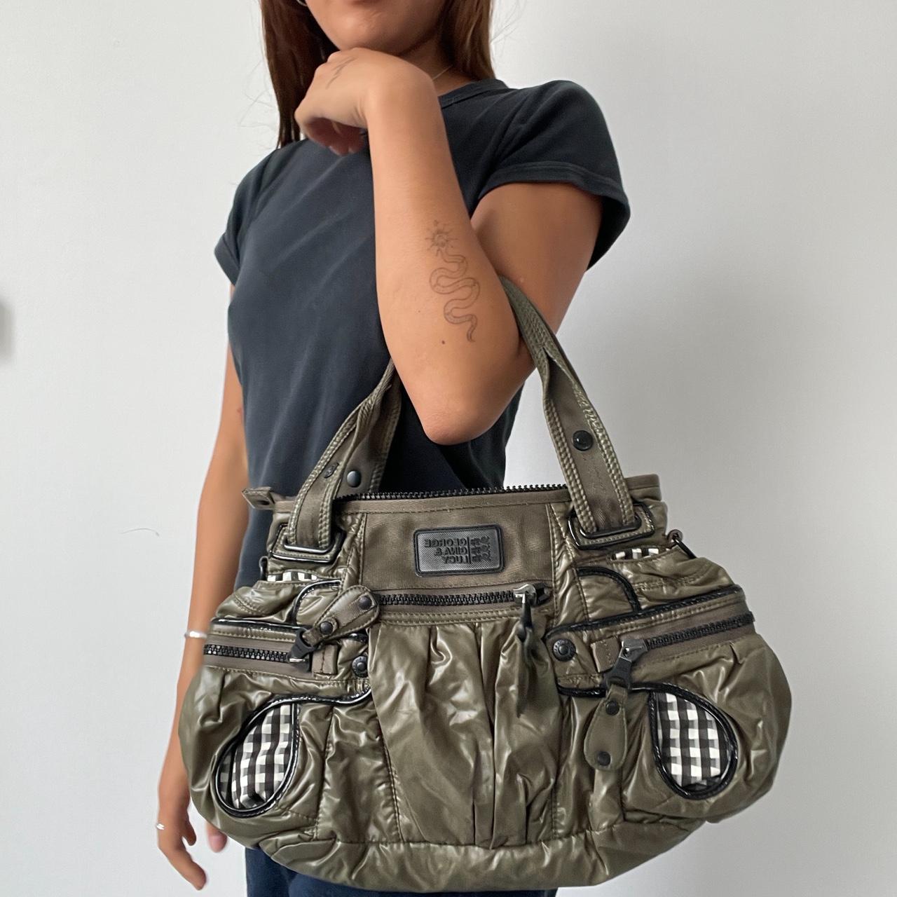 Vintage George Gina Lucy Khaki and Gingham Shoulder bag
