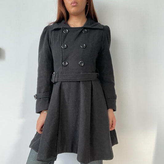 Black Pleated Peacoat Trench