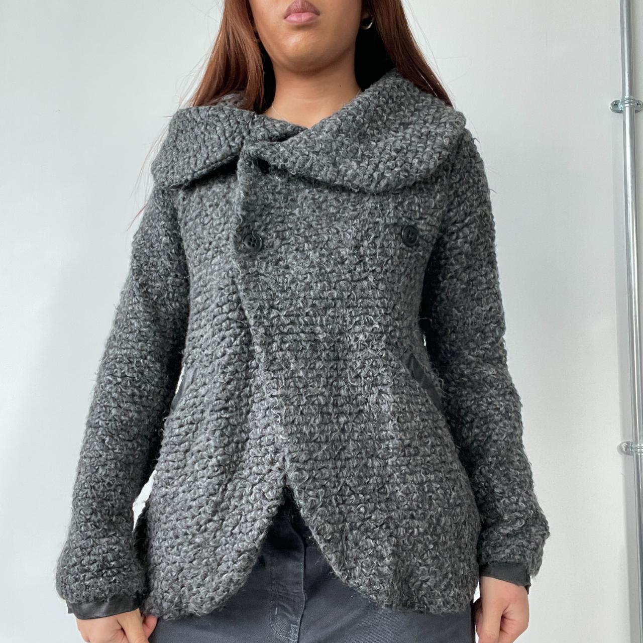 Grey Textured Asymmetric Coat