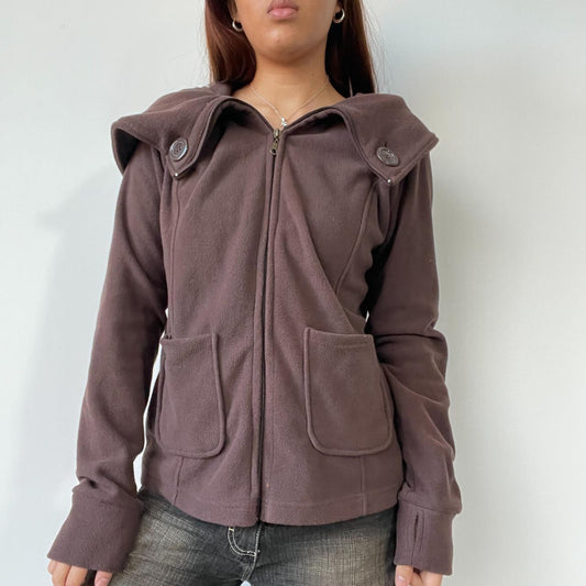 Brown Fleece Zip Up Track Jacket