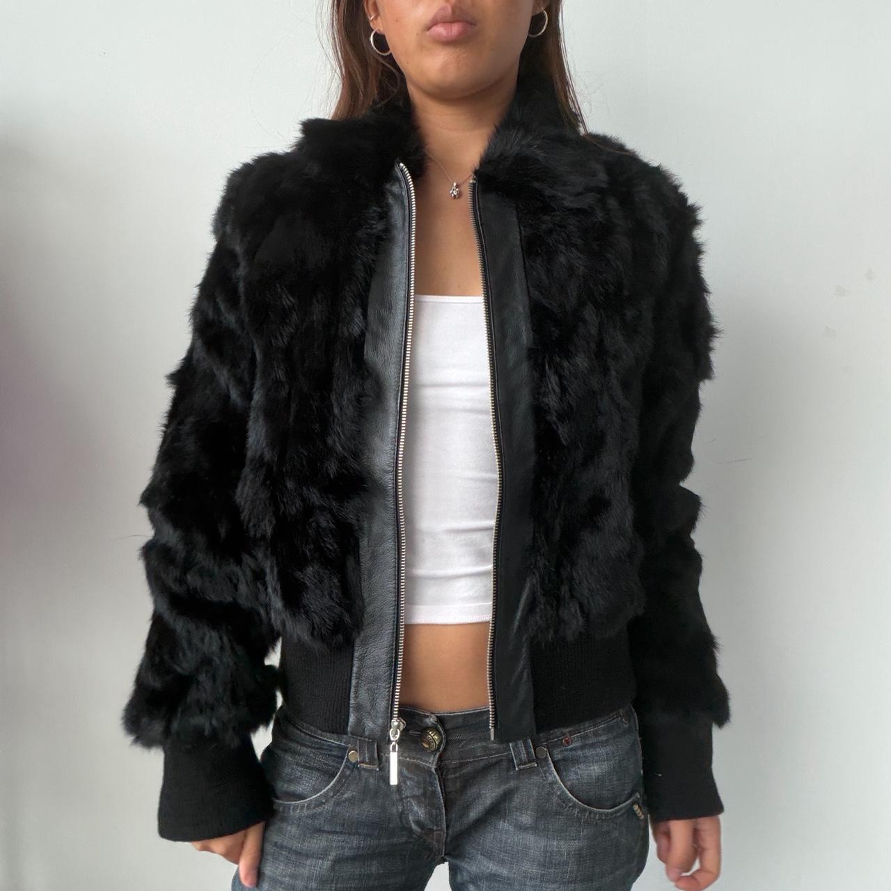 Vintage Black Rabbit Fur Jacket