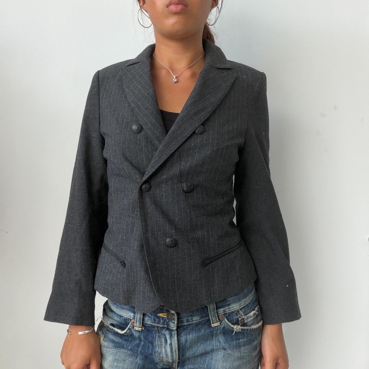 Vintage Grey Striped Blazer