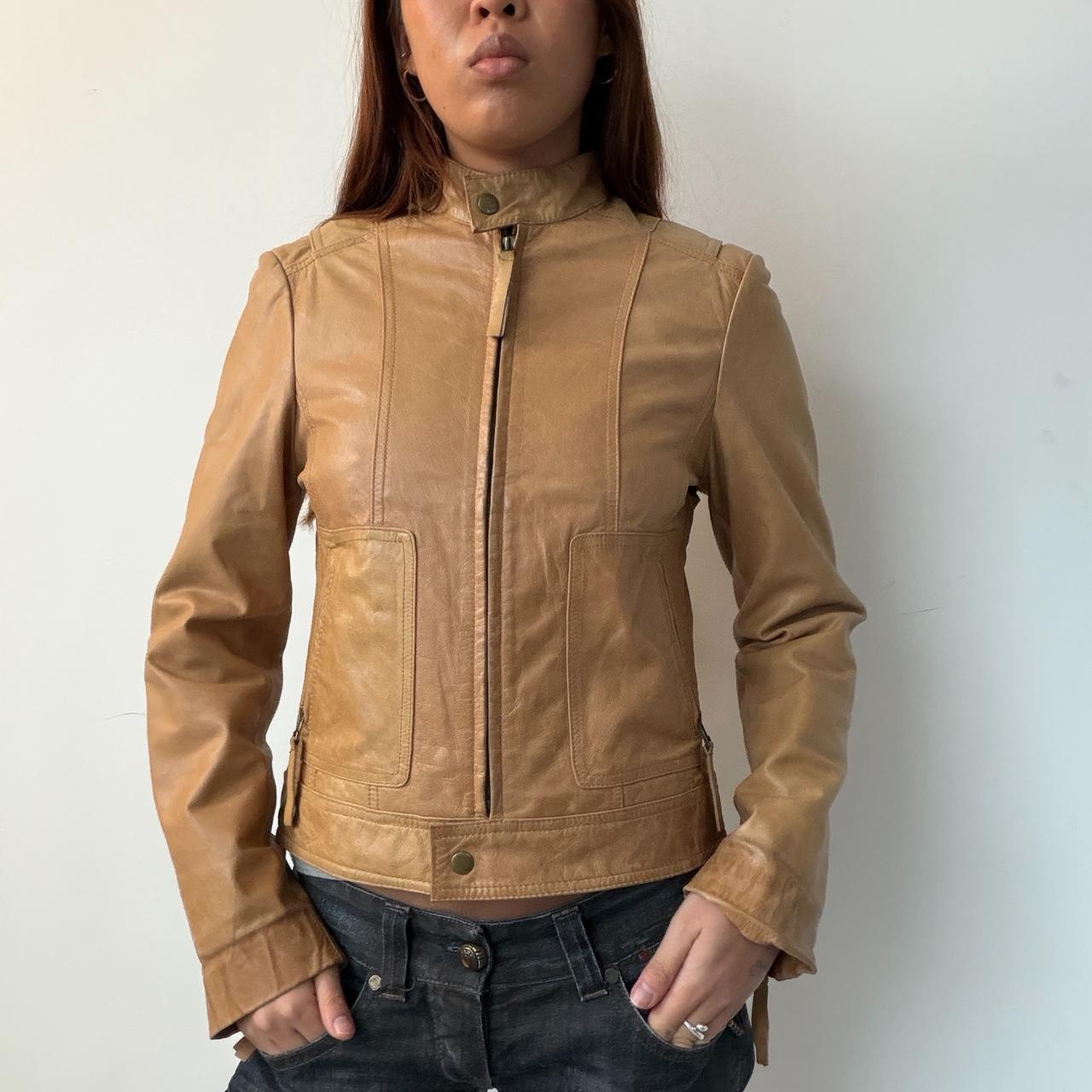 Vintage Beige Leather Jacket