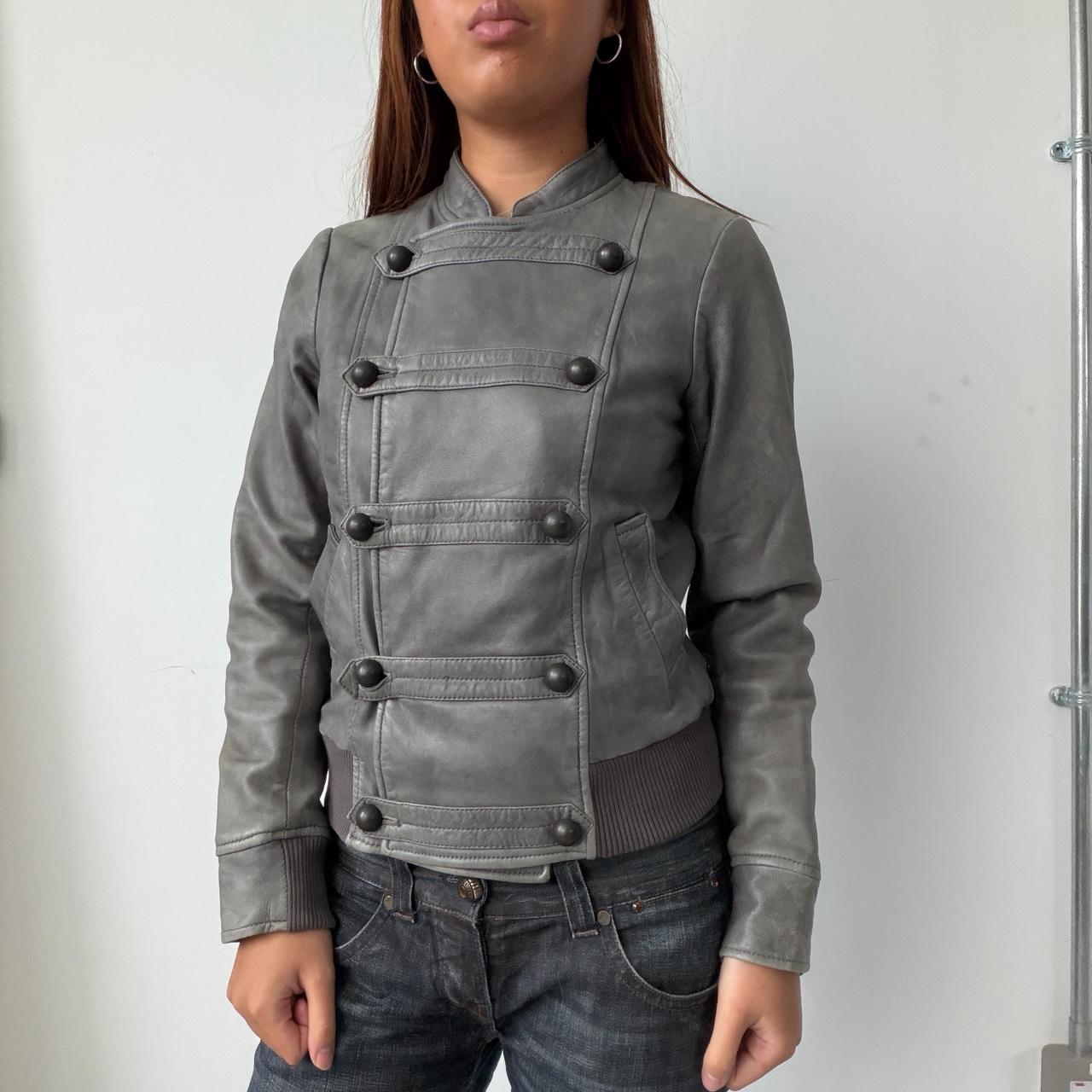 Vintage Grey Comptoir Des Cotoinners Leather Jacket