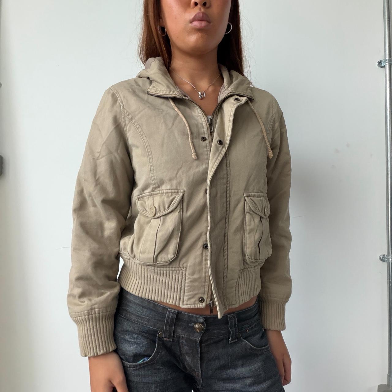 Vintage Beige Hooded Jacket