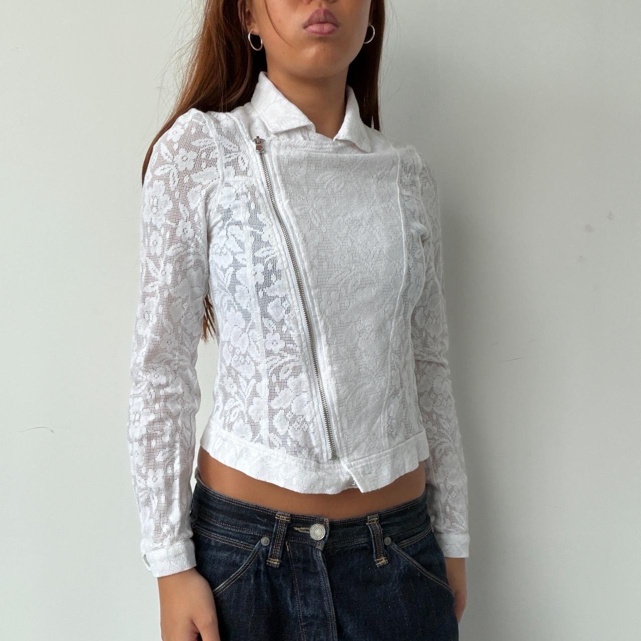 Vintage White Lace Zip Up