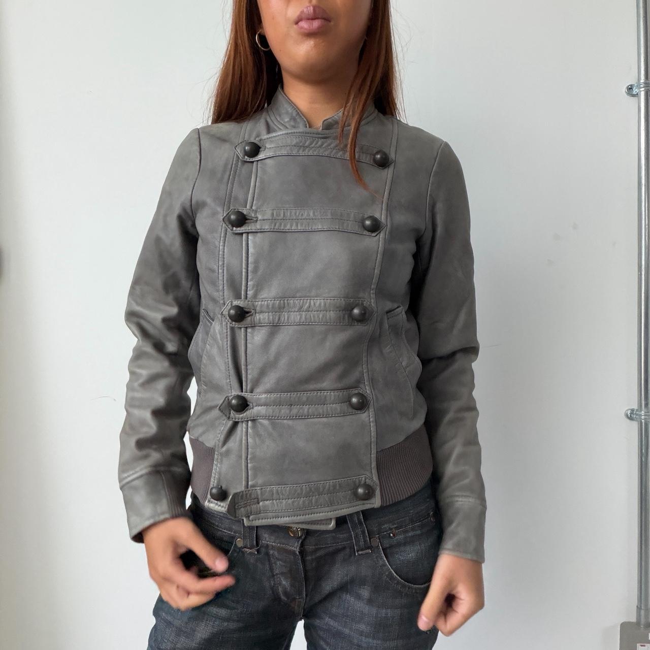 Vintage Grey Comptoir Des Cotoinners Leather Jacket
