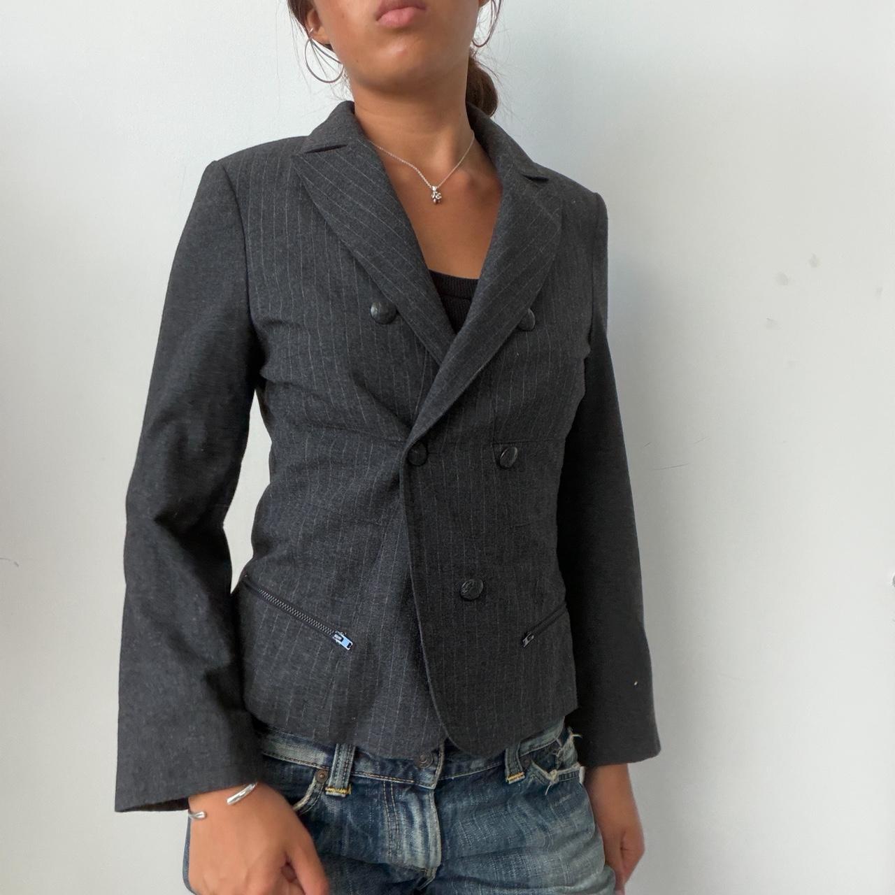 Vintage Grey Striped Blazer