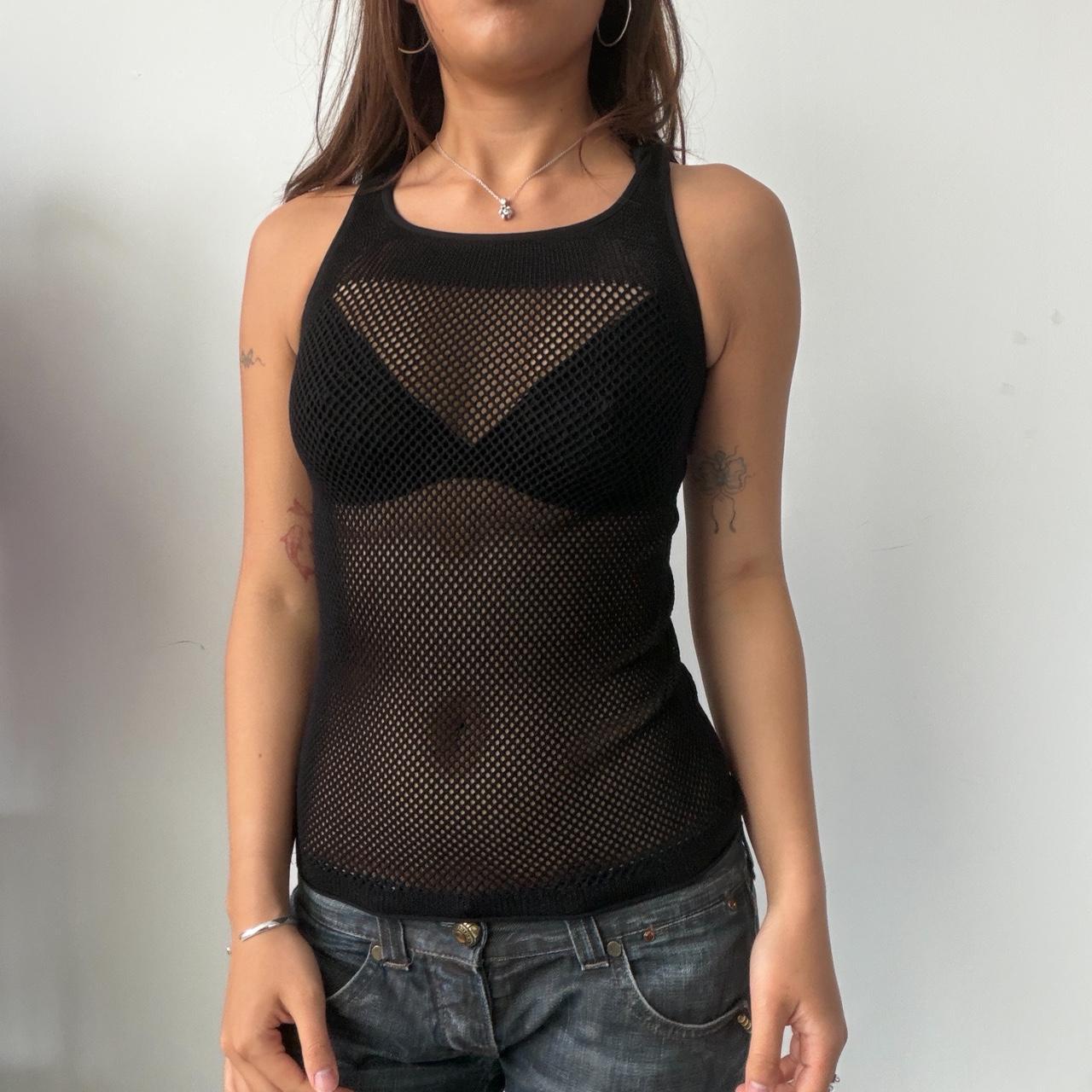 Vintage Black Fishnet Vest Top