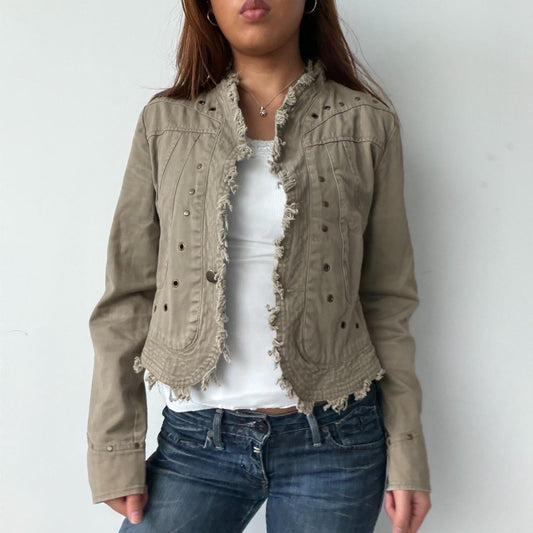 Vintage Beige Studded Jacket