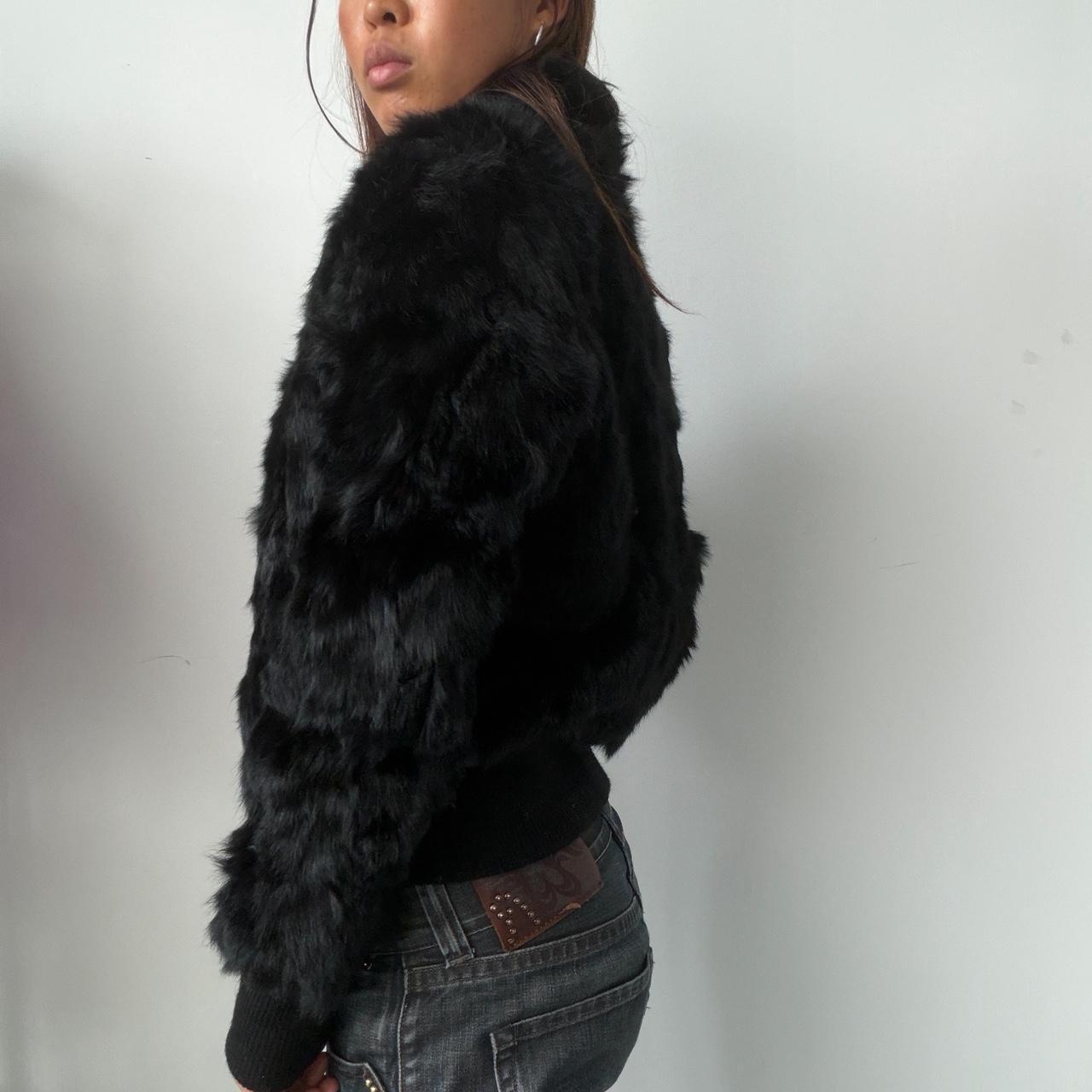 Vintage Black Rabbit Fur Jacket