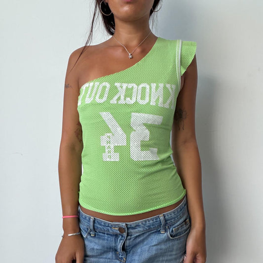 Vintage Green Mesh Shoulder Top