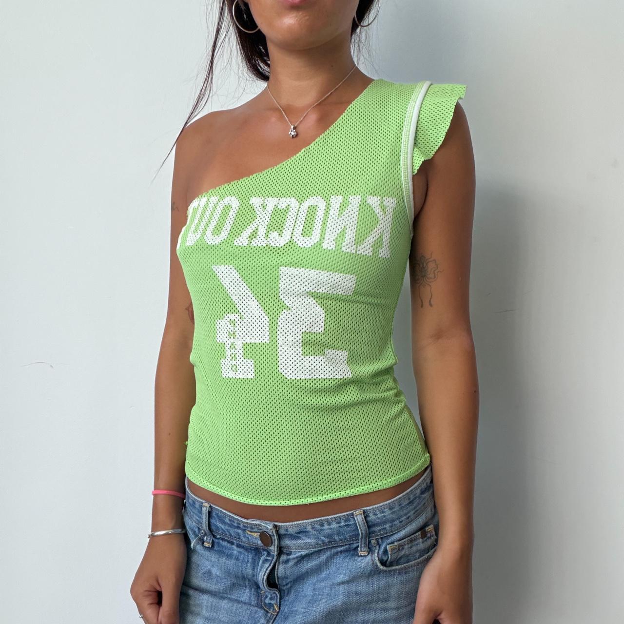 Vintage Green Mesh Shoulder Top