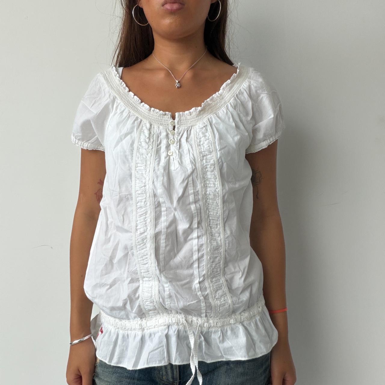 Vintage White Ruffle Top