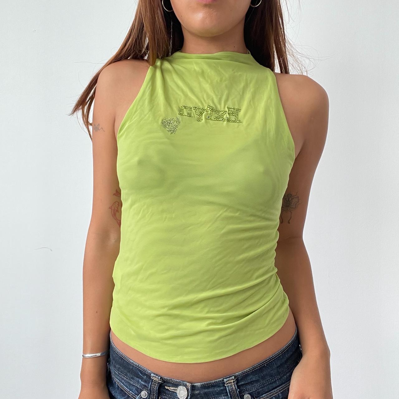 Vintage Green Mesh Top