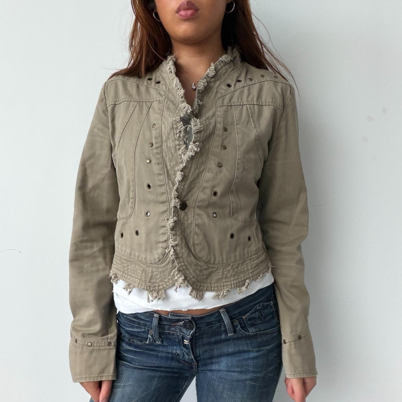 Vintage Beige Studded Jacket