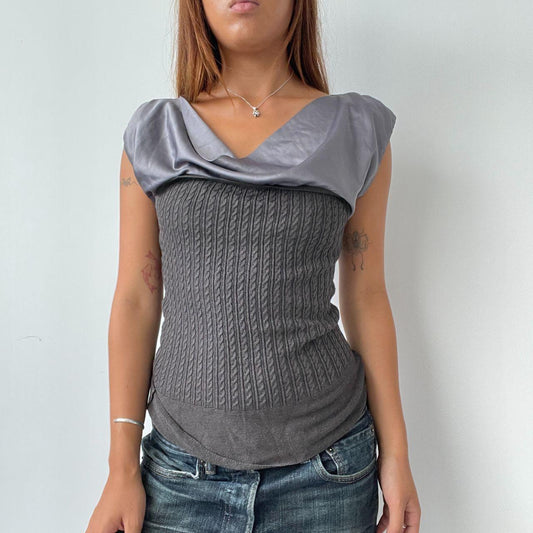 Vintage Grey Cable Knit Top