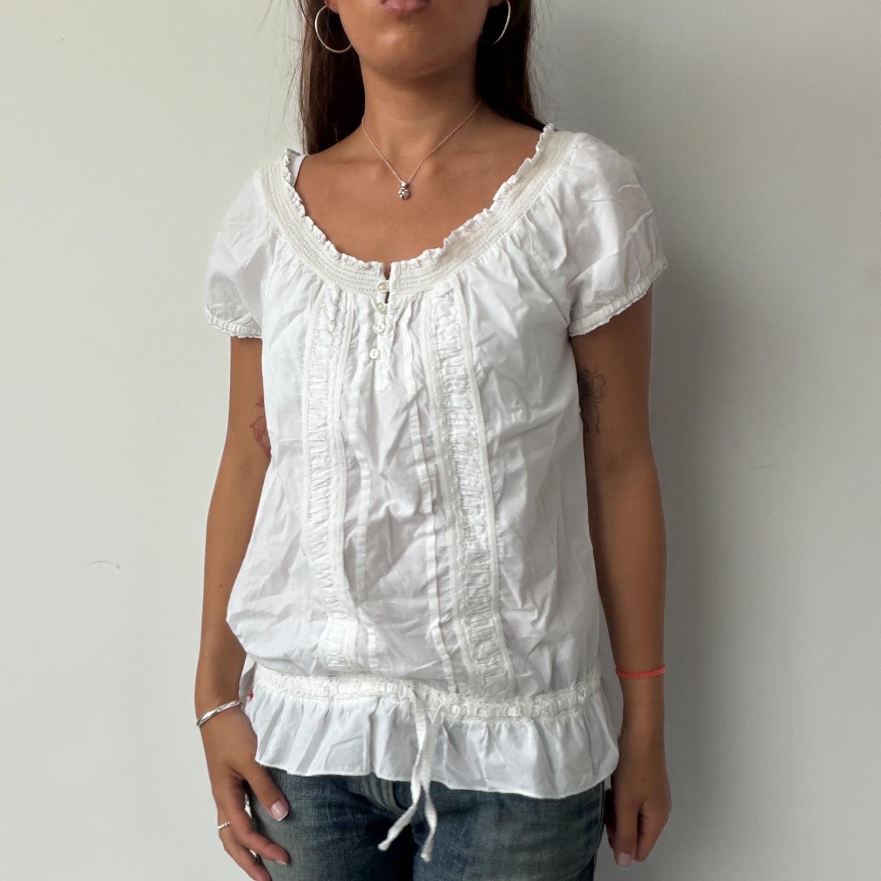 Vintage White Ruffle Top