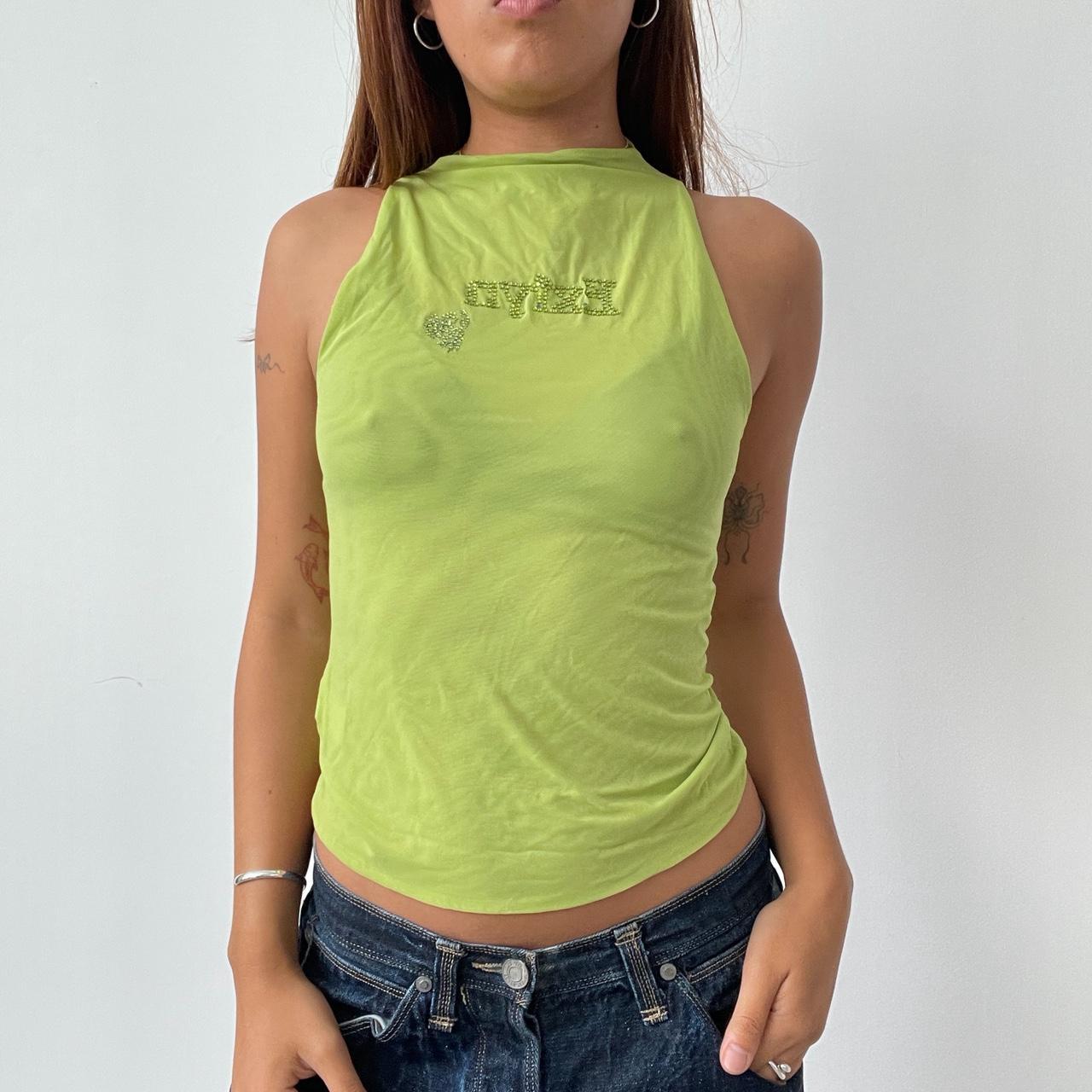 Vintage Green Mesh Top