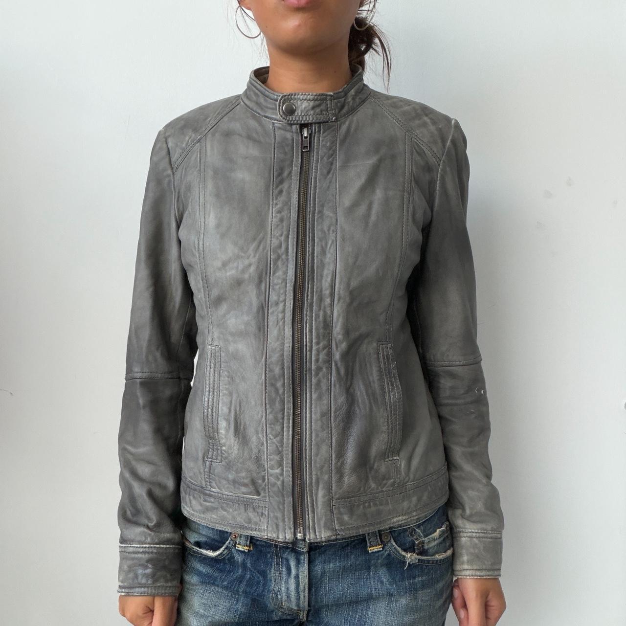 Vintage Grey Leather Jacket
