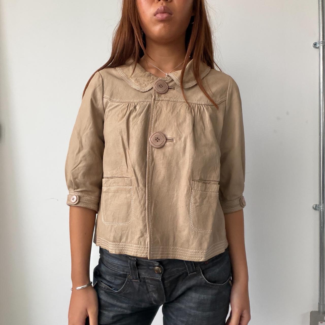 Vintage Beige Leather Peacoat