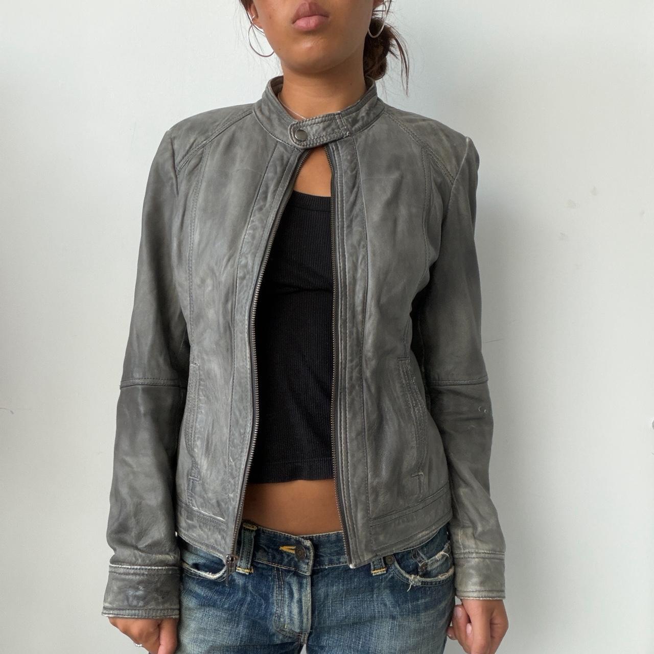 Vintage Grey Leather Jacket